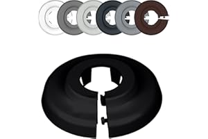 FUX® 2 rosaces pour tuyaux de chauffage, 12mm-35mm, Blanc Gris Marron Noir, rosace radiateur, cache tuyau plomberie, coffrage cache tuyau, cache trou (18mm, Noir intense 9005)