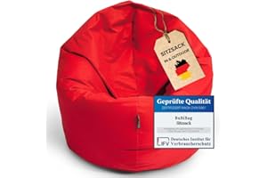 ‎BUBIBAG BuBiBag Sitzsack für Kinder und Jugendliche - Indoor Outdoor Bodenkissen, Sitzkissen oder als Gaming Sitzsack, geliefert mit Füllung (100 cm Durchmesser, rot)