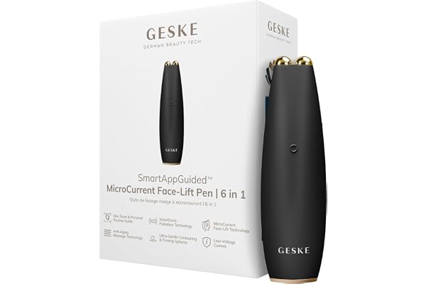 GESKE | SmartAppGuided™ MicroCurrent Face-Lift Pen | 6 in 1 | Outils de soins de la peau | Appareil anti-âge | Lifting du visage | Peau jeune sans rides | Appareil pour le visage
