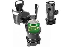 TAIPINTEE 2-in-1 Auto Getränkehalter mit Verstellbarem Boden, 360° Drehbar, ABS Material, Universal, rutschfest und Stabil, für Getränke, Becher, Flaschen, Popcorn (Schwarz)