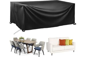 AUOKAI Funda para muebles de jardín, 200 x 160 x 70 cm, impermeable, 420D de poliéster Oxford resistente, resistente al viento, anti-UV para silla y mesa, funda de sofá de ratán para exteriores, rectangular