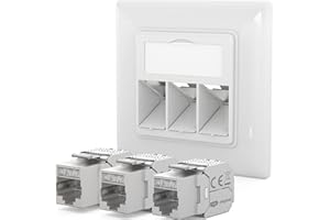 HB-DIGITAL 3-portowe gniazdo sieciowe CAT 7 z Keystone maks. 10 Gbit/s podtynkowe gniazdo sieciowe RJ45 gniazdo STP ekranowane puszka danych LAN puszka - biały sygnałowy