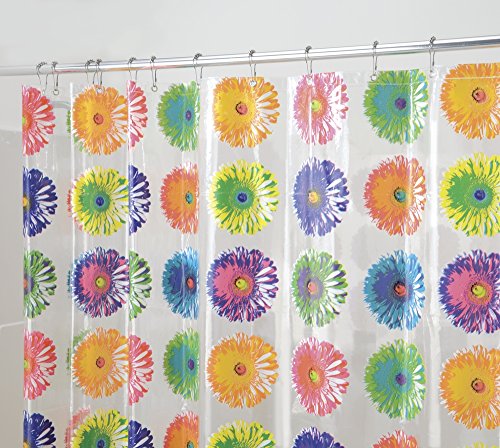 mDesign Daisy Bloom PVC-freier PEVA-Duschvorhang, 180 x 200 cm - Hell