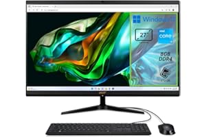 Acer Aspire C27-1800 Computer Fisso All in One, Pc Desktop, Processore Intel Core i3-1305U, Ram 8 GB DDR4, 512 GB SSD, Display 27" IPS FHD LED LCD, Intel UHD, Wifi, Webcam, Windows 11 Home