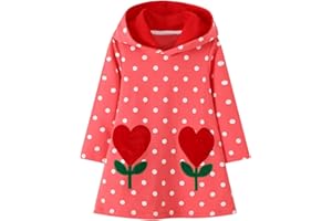 FILOWA Sukienka z kapturem dla dziewczynek, sukienka z kapturem, bawełna, paski, cekiny, haft, długi rękaw, bluza z kapturem, na czas wolny, wiosnę i jesień, modna sukienka dla dzieci w wieku 2-7 lat