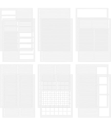 Aleks Melnyk Metallschablonen Für Bullet Journal – 3 Stück, 102x178 Mm – Mit Buchstaben, Zahlen & Linien