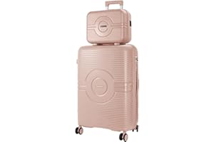 Artebeads Juego de 2 Maletas de Viaje Set, Equipaje de Mano Rígida Expandible Polipropileno con Ruedas Giratorias y Cierre de Combinación, Resistente y Duradero, Ligero(Rosa, XXS+M)