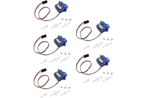 YUNIQUE GREEN-CLEAN-POWER - Micro Servomoteur 9G pour Hélicoptère RC, Avion, Bateau et Robot | Contrôle Précis | Compatible avec Arduino, Raspberry Pi | Pack de 5 Pièces, Bleu, Plastique