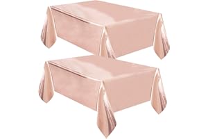 LANZN 2 PCS Happy Birthday Table Cloth Rose Gold Disposable Table Covers Plastic Party Table Cloth Cover Party Tablecloths Waterproof Kids Table Cover for Rectangle Tables Indoor Outdoor(54 * 108inches)