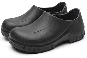 SPONGENT Lightweight Kitchen Shoes Chef Shoes Men Non-Slip Safety Work Shoes for Waterproof Chef Garden Hospital Restaurant Clogs Shoes Black UK6-10