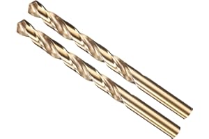 METALLIXITY 9.1mm Drill Bit (23/64") 2Pcs, M35 High-Speed Steel Straight Shank Spiral Flute 135°Point Tip Gold Finish for Stainless Steel Iron Copper Aluminum Hard Metal