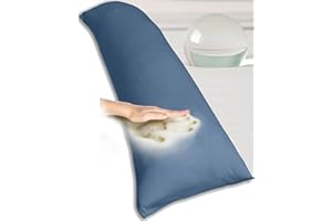 ‎TRAUMREITER Traumreiter Visco Dream Seitenschläferkissen mit Bezug Baumwolle Taubenblau, 140x50 Extrabreites Schwangerschaftskissen, Gel Stillkissen XXL langes Body Pregnancy Pillow Kissen I XL Verstellbar