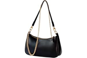 WuXingMeiLi Black Shoulder Bag for Women - Mini Handbag Small Shoulder Bag with Chain Strap, Compact PU Leather Purse Lightweight Small Black Bag for Work/Travel/Daily Use