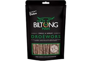 The Biltong Man Chilli Garlic Droëwors - High-Protein Beef Snack with a Chilli Bite, 500g