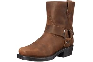 ZEARLY Męskie buty kowbojskie w stylu vintage, kwadratowe noski z bocznym zamkiem błyskawicznym, męskie szelki motocyklowe skórzane buty