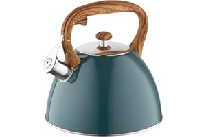 FLORINA - Bouilloire Inox (2,5 l) I Bouilloire Sifflante FRANK I Poignée Résistante à la Chaleur I Non Electrique I Induction, Gaz I Pour Thé et Café I Couleur: Vert foncé mat