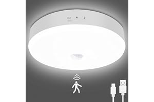 Toowell Battery Ceiling Light Wireless Lights Rechargeable Ceiling Light Indoor, Battery Operated Bathroom Lights Shed Light Battery Powered Garage Light Porch Light Motion Sensor Rechargeable Light