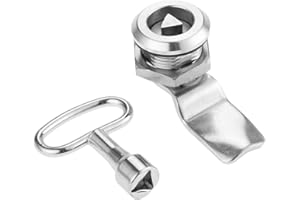 Hicello Cerradura tubular de acero inoxidable de 22 mm x 25 mm, 90 grados con llave para buzón residencial, elevador, armario, loft, utilidades, infraestructura, llave triangular tubular