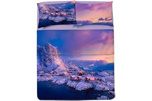 LA DOLCE CASA | Completo Letto Matrimoniale con Stampa, 100% Cotone, Set Lenzuolo Angoli, Lenzuolo Piano e Coppia Federe, Stampa Fotografica Finlandia