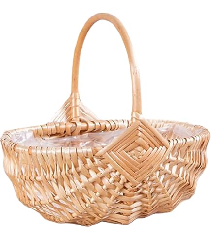 HERSIG Cesta Ovalada De Mimbre Sin Forro | Color Miel | 50x33x22/33 Cm | Artesanal Y Ligera