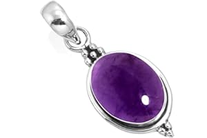 Jeweloporium 925 Sterling Argent Fait Main Pendentif for Femmes 10x14 Ovale Gemme Costume Argent Bijoux for Gift (99553_P)