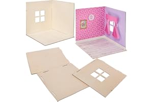 Baker Ross FN255 Mini Doll House Wooden Room Kit - Pack of 1, Kids Dolls House Kit, Handcraft Construction Kit
