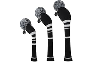 ‎SCOTT EDWARD Strick Pom Pom Golf Kopfbedeckung Set für Driver Wood, Fairway und Utilities,Driverkopfhüllen,Holzkopfhüllen,Andere Schlägerkopfhüllen