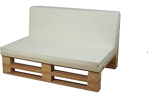 PALETS TALAVERA Komplettes Set aus Paletten + Kissenset aus Mikrofaser (Sitz + Rückenlehne) 120 x 80 cm (100 x 60 cm, Beige)