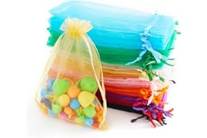 XMASOLDECOR 20Pcs Multicolore Sacs Organza 10x15cm, Sacs Cadeaux en Organza Pochette à Bijoux, Sachets en Organza pour Bonbons, Lavande, Mariage, Anniversaire