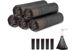 haierdidi Bolsas de basura con cordón con asa, 10 L, resistentes a desgarros y líquidos, pequeñas bolsas de basura con asa, 75 unidades con cordón, color negro