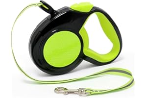 Xcdhemde® 8m Correa Perro Extensible, Correa con Mosquetones Metálicos de 360°, Asa Ergonómica de Goma, Freno Retráctil，para Entrenamiento de Mascotas, Verde y Negro, para Perros de hasta 30kg