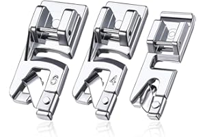 BCBF 3 Pezzi Piedino Taglia e Cuci Singer,Piedino Orlatore Universale, 3/4/6 Mm Piedino Per Orlo Arrotolato,Piedini Premistoffa In Metallo Per Macchine Da Cucire Multifunzionali Domestiche