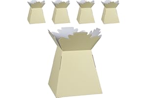 HOMESHOP3000 Flower Bouquet Boxes Florist Packaging Gift Craft Box Vase – Holder for Flowers, Bouquets, Plants, Sweets – Decoration for Wedding, Birthday, Anniversary, Floral Arrangement – Pack of 5 – Cream