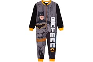 DC Comics Batman Tutina per ragazzi in pile All in One Pigiama per bambini con cerniera Loungewear