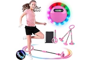 MEISHANG Swing Wheel mit Lichtrad,Swing Wheel mit Zähler,Springring Fußkreisel Kinder,Kinder Blinkender Springring,Faltbarer Blinkender Sprungball,Geschenke für Mädchen 3+ Jahre(Rosa/1PCS)