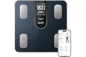 eufy Inteligentna waga osobowa C20, cyfrowa waga do pomiaru tkanki tłuszczowej, duży wyświetlacz TFT, Bluetooth, 16 pomiarów wagi, BMI itp., wiele trybów, wysoka precyzja