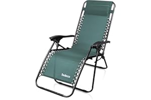 Todeco Chaise Longue Transat Jardin Plein Air, Transat de Plage Pliable, Bain de Soleil avec Repose-tête, d’accoudoirs Réglables, Chaise de Camping en Respirantes Textilène, Vert