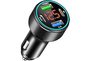 GEMCOO 66W Caricatore Auto USB C, 4-porte Accendisigari USB C con ricarica rapida QC3.0 e PD30W, Caricatore Auto Accendisigari con voltmetro a LED per iPhone16/15/14/13/12, Samsung Galaxy, iPad