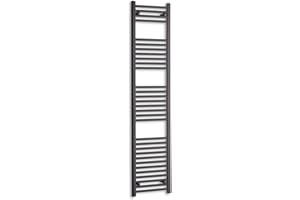 companyblue 400mm Wide Black Heated Towel Rail Radiator Flat Ladder for Stylish Bathroom (400 x 1800mm)