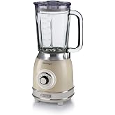 Ariete Vintage Glass Blender Beige 0583/03-1.5 Liter Capacity Glass Jug, 4 Speed Tiers, Pulse Feature and Ice breaking Function