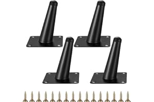 FULUSHOUXI Nogi Meblowe, 4 Sztuki, Skośne Metalowe Czarne Nóżki Do Szafy, Sofy, Stołu, Krzesła, Szafki Pod Telewizor - Wysokość 10 Cm