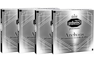 ARLEQUIN Serie Platinum Anchoa del Cantábrico, Elaborada a Mano en Santoña, en Aceite de Oliva (4 Latas (440 grs y 48 Filetes)