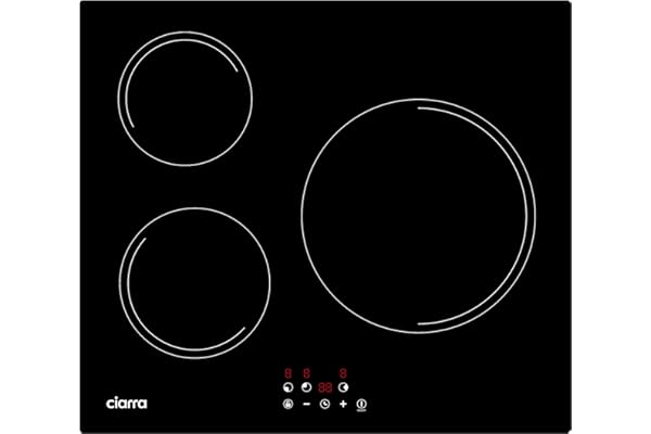 CIARRA Plaque de Cuisson à Induction - 3 Foyer 5600W - Table de Cuisson Encastrable - Commande Tactile - 9 Niveaux - CABBIH3-E