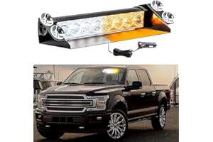 Lcxecnw White Amber LED Windshield Strobe Lights,Emergency Dash Strobe Lights with Suction Cups,Hazard Safety Warning Traffic Advisor Lights for Construction Vehicles,Vehicles