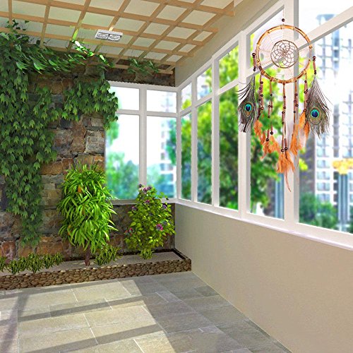SOLEDI Dreamcatcher Traumfänger Glücksbringer exquisite Stickereien Bambuskreis Braun - 2