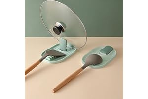 RICHDMI 2 Piezas Soportes Para Tapas de Ollas, Organizador de Cocina, Soporte Para Cucharas, Organizador Cajones Cocina, Organizador Para Sartenes, Bandeja de Cocina, Para Evitar el Goteo de Agua (Verde)
