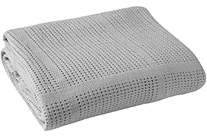 Pentrum Cellular Baby Blankets for Moses Basket/Travel/Pram/Car 100% Soft Cotton (Grey)