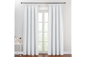 PONY DANCE Cortinas Salon Blancas Cortina Termica Cortina Opaca Ventana Cortinas Dormitorio 2 Piezas Cortinas Blackout Cortinas Habitacion para Riel, 140x220 CM, Blanco Gris