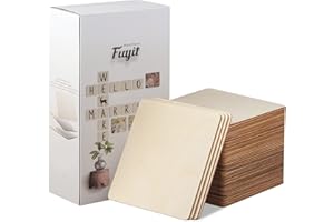 Fuyit 50 pezzi in legno naturale grezzo, 15,2 x 15,2 cm, quadrati, per lavori fai da te, pittura, piastrelle da scarabeo, sottobicchieri, decorazioni
