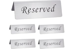 UNICRAFTALE 5Pcs Reserved Table Sign Stainless Steel Reserved Sign for Restaurant Metal Table Top Reserveds Signs Double Sided Reserveds Tables Signs for Business Office Wedings Events